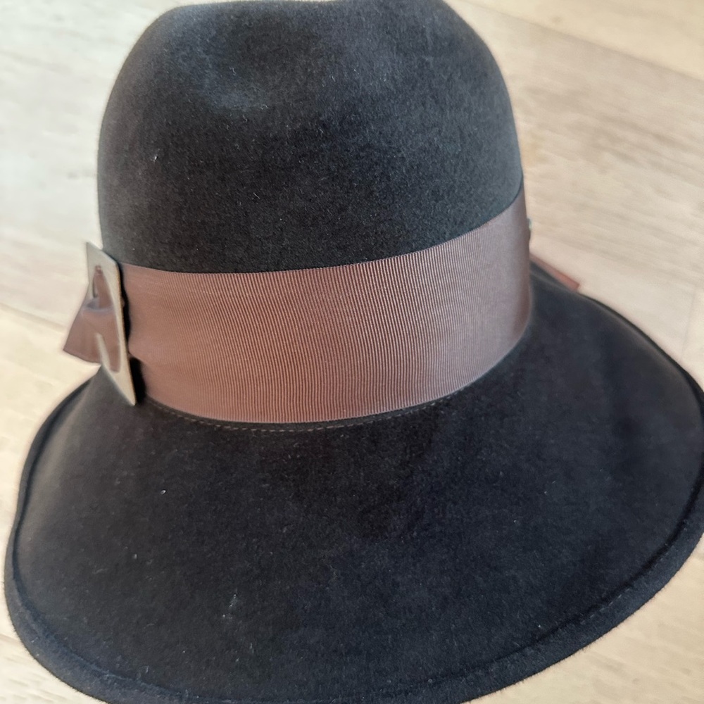 Stylish Black Hat with Brown Ribbon